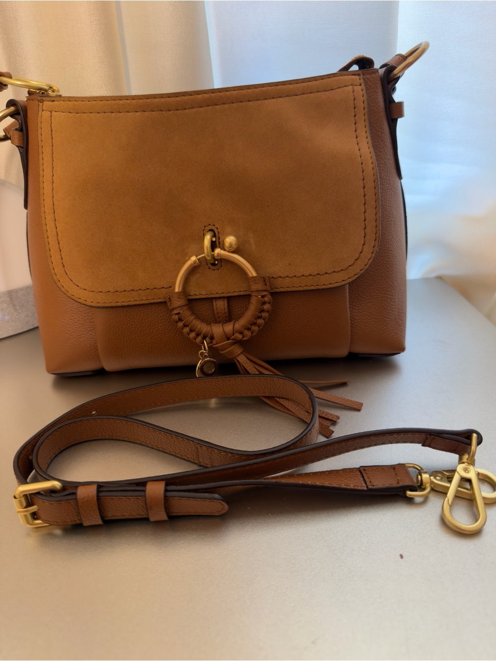 See by Chloe Brown Leather Crossbody Bag with Ring Tassel - Picture 10 of 11